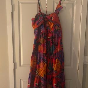 Farm Rio Macaw Bow MIDI Dress